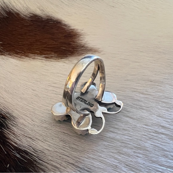 ❤️ Kingman Turquoise Statement Sterling Navajo Butterfly Bee Size 6 Ring 6 Grams - Picture 7 of 17